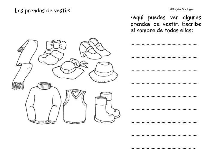 Fichas inglés infantil ropa - Imagui