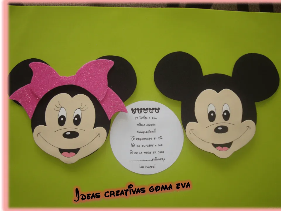 Ideas Creativas Goma Eva: Invitaciones Mickey Mouse