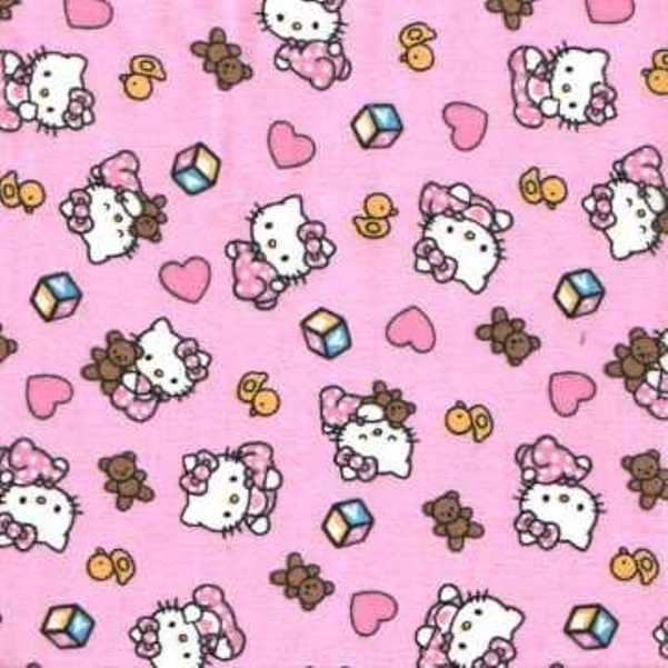Cotton Fabric - Character Fabric - Flannel Hello Kitty Baby Blocks ...