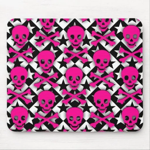 Cráneos y estrellas rosados de Emo Tapetes De Ratón | Zazzle