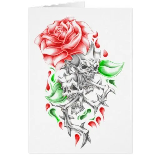 cráneos tribales de los rosas tarjeta de felicitación | Zazzle