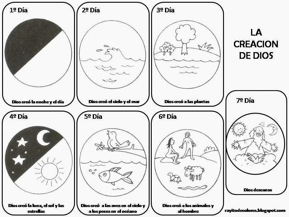 La Creación de Dios para Colorear ~ Dibujos para Niños
