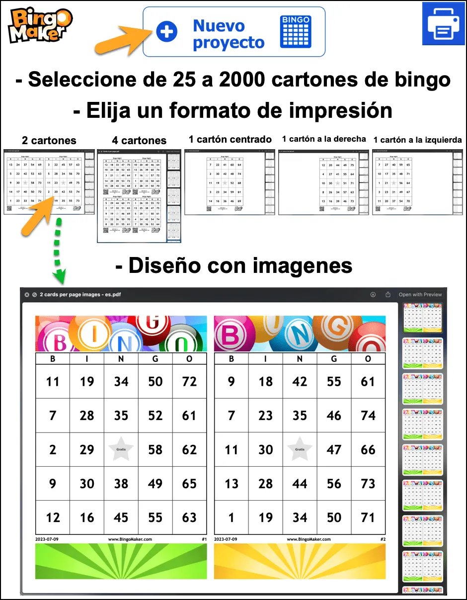 Crear cartones de bingo - Bingo Maker