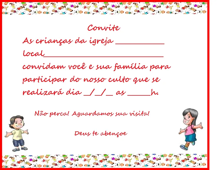 Crescendo com Cristo: Mais modelos de convites para culto infantil Crescendo com Cristo: Mais modelos de convites para culto infantil
