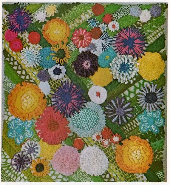 Crewel Embroidery Sampler Floral Garden Bouquet por goodafternew