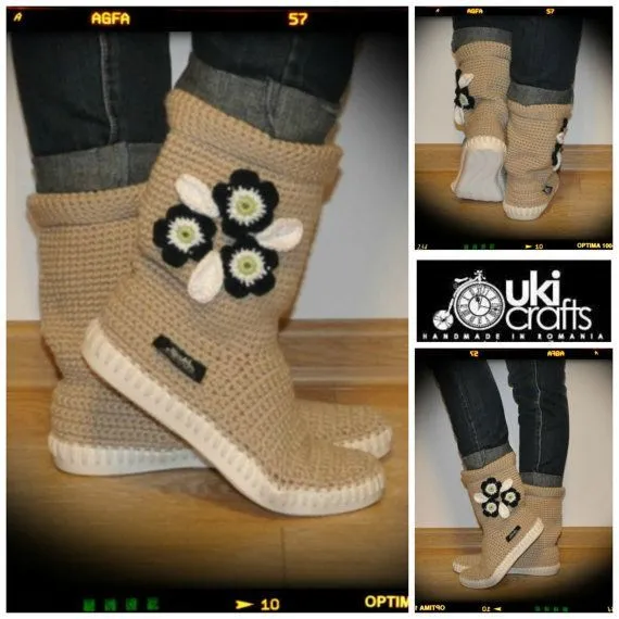Crochet Boots Crochet Knitted Shoes Outdoor Boots for the Street ...