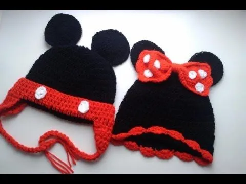 crochet cap puff stitch minnie mouse mickey hat beanie flower ...