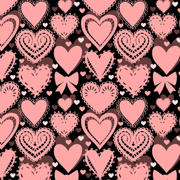 Crochet encaje corazones negros de patrones sin fisuras, vector ...