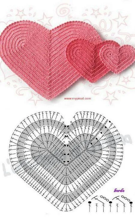 Crochet heart pattern / Diagrama de corazón de ganchillo | Crochet ...