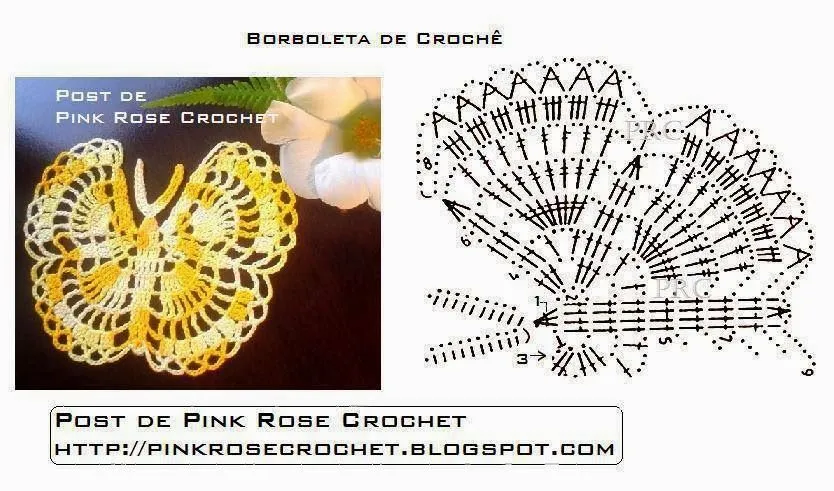 Su Crochet: hermosas mariposas (aplicaciones)