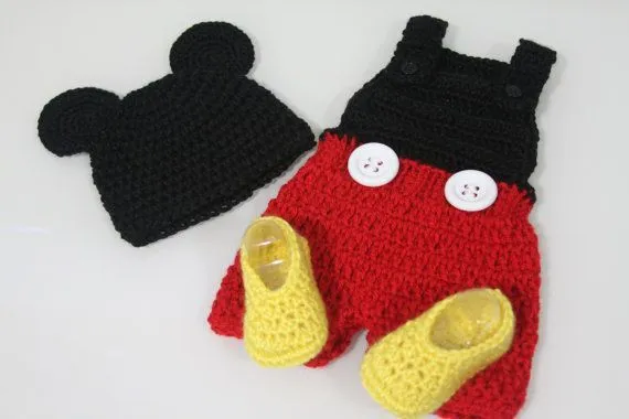 Crochet Mickey Mouse Hat and Romper | Ropa tejida bebe | Pinterest