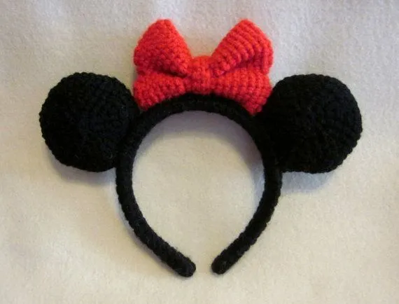 Crochet Minnie Mouse Ear Headband | Disfraces | Pinterest