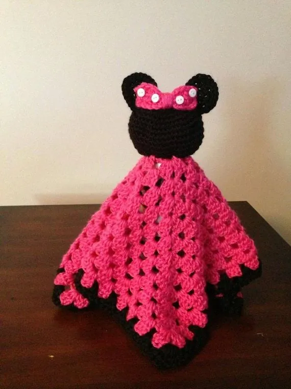 Crochet Minnie Mouse Security Blanket by CrystalCrochetCrafts
