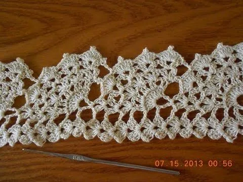 Crochet Orilla Abanicos Grandes - YouTube