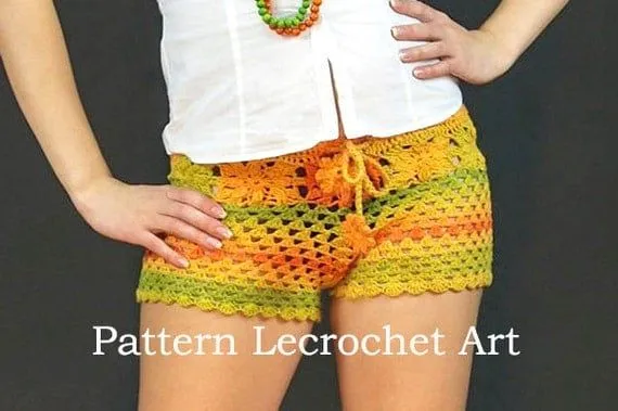 Crochet pattern womens shorts pattern beach shorts por LecrochetArt