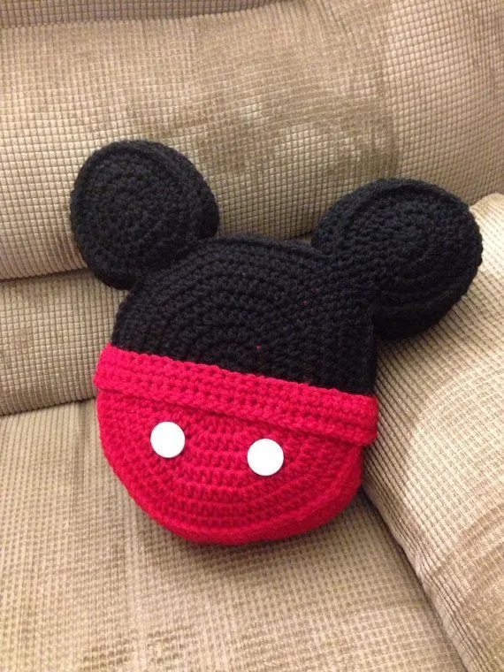 Crochet pillow Mickey Mouse inspired icon mouse ears toss pillow ...