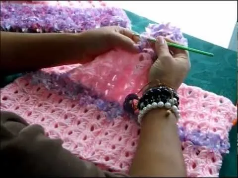 Crochet Poncho en Punto Palo de Escoba Parte 3 - YouTube