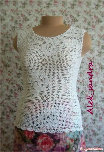 Crochet top, filet work ♥LCT-MRS♥ with diagram. --- CARAMELO ...
