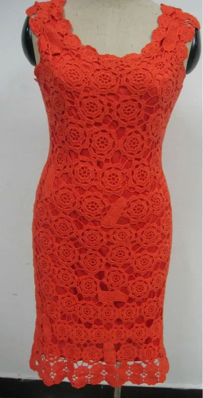 Crochet vestido de fiesta / vestido rojo crochet dress-Vestidos ...
