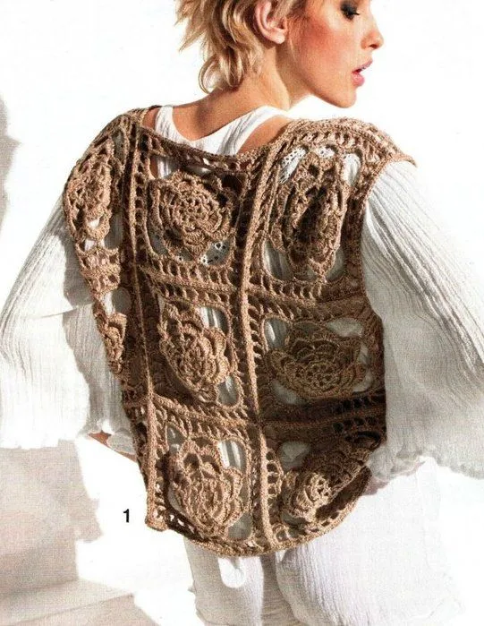 Crochet esquemas chaleco cuadros - Imagui