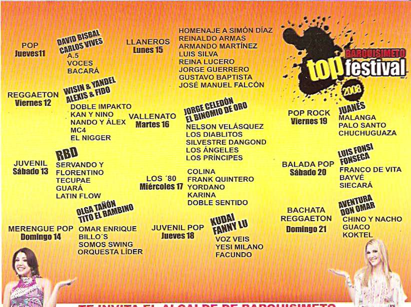 Cronograma Oficial BARQUISIMETO TOP FESTIVAL 2008 « BARQUISIMETO ...