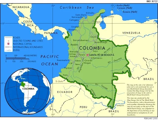 Mapa de colombia con sus limites - Imagui