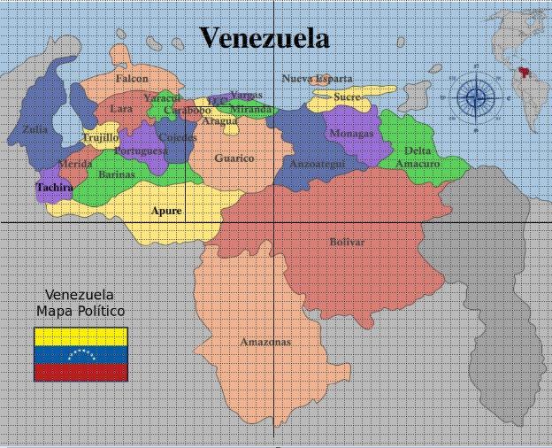 Croquis del mapa de venezuela de de coloques el eje de coordenadas  cartesiana y ubica por cuadrante y el - Brainly.lat
