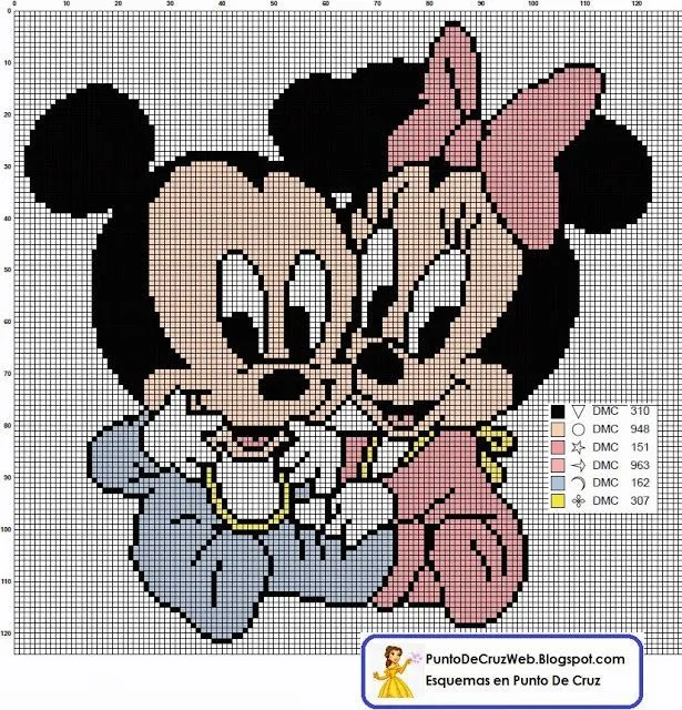 Bebes, Mickey y Minnie de Disney en Punto De Cruz www ...