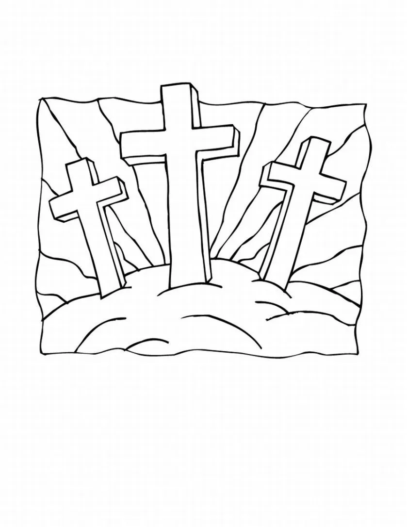 Tres Cruces para colorear ~ Dibujos Cristianos Para Colorear