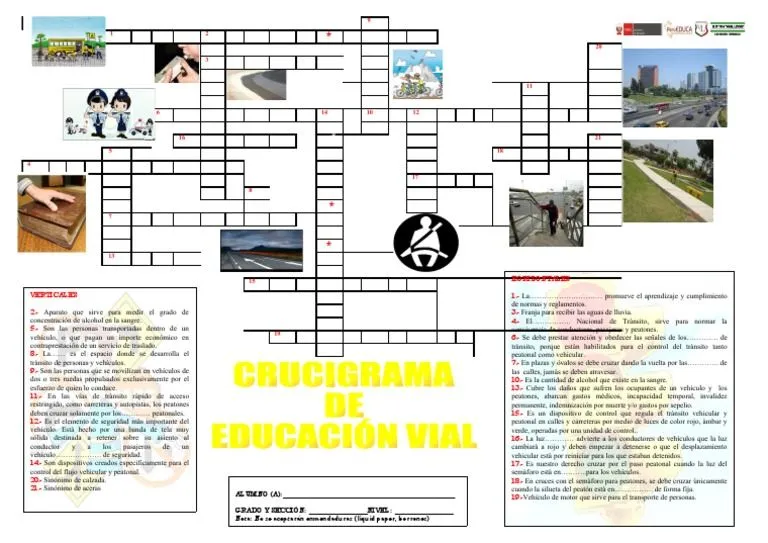 Crucigrama Educacion Vial | PDF | Peatonal | Semáforo