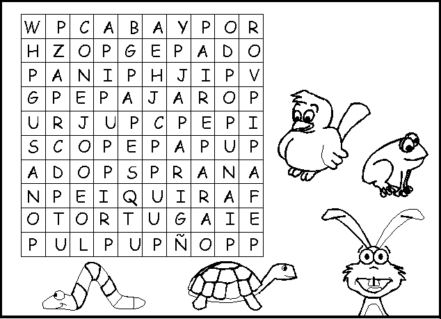 Pasatiempos sopa de letras infantiles para imprimir - Imagui