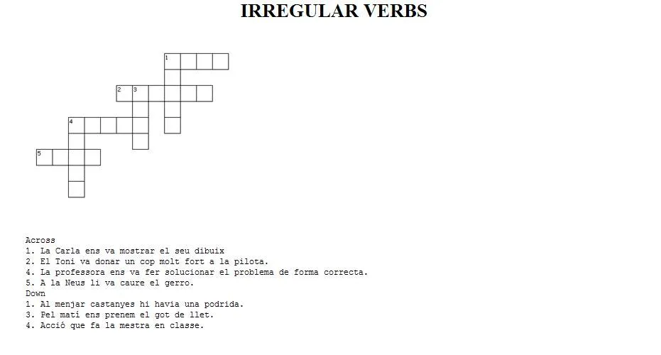 Crucigramas verbos irregulares inglés - Imagui
