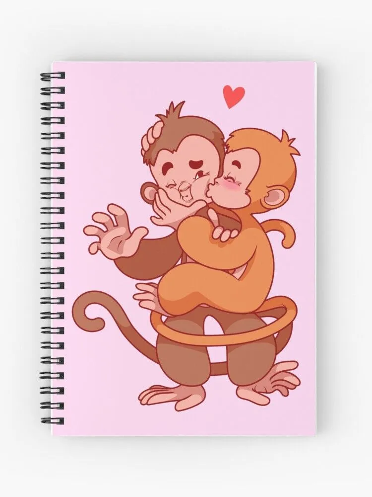 Cuaderno de espiral for Sale con la obra «Dos lindos monos besándose.» de  Victoria Kosheleva | Redbubble