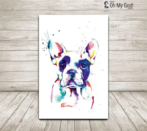 Cuadro impreso de perro bulldog frances arte digital
