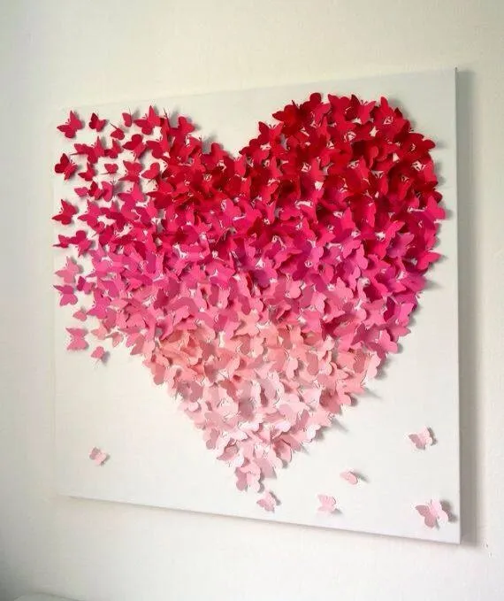 Cuadro hecho con mariposas de papel | Cuadros | Pinterest | Heart ...