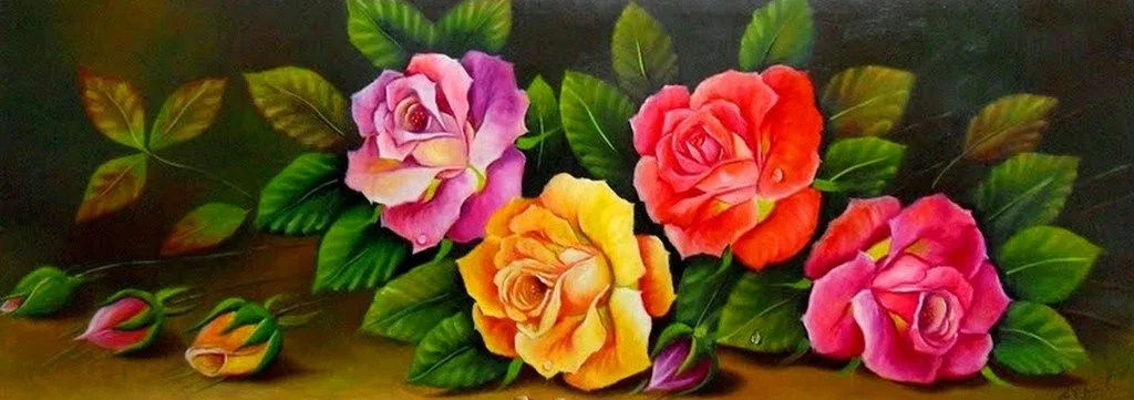 Cuadros de rosas pintadas al óleo - Imagui