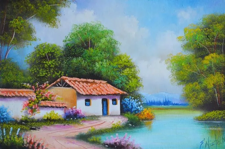 cuadros-artesanales-paisajes-colombianos | pintura tipica ...