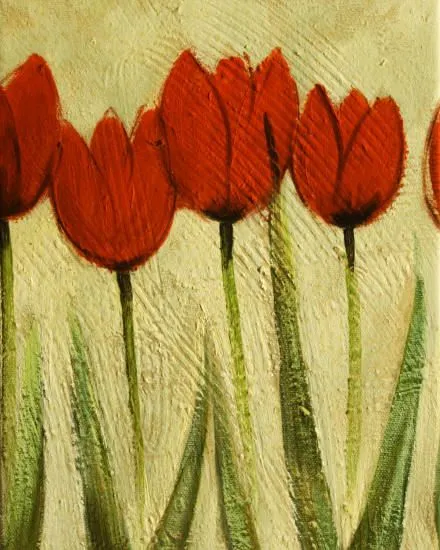 Cuadros modernos, cuadros de flores y plantas, II-Tulipanes rojos