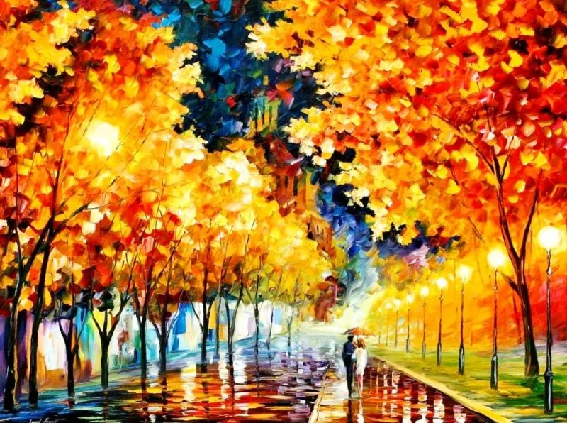 Cuadros Modernos al Óleo : Paisajes pintados en la técnica espátula Cuadros Modernos al Óleo : Paisajes pintados en la técnica espátula