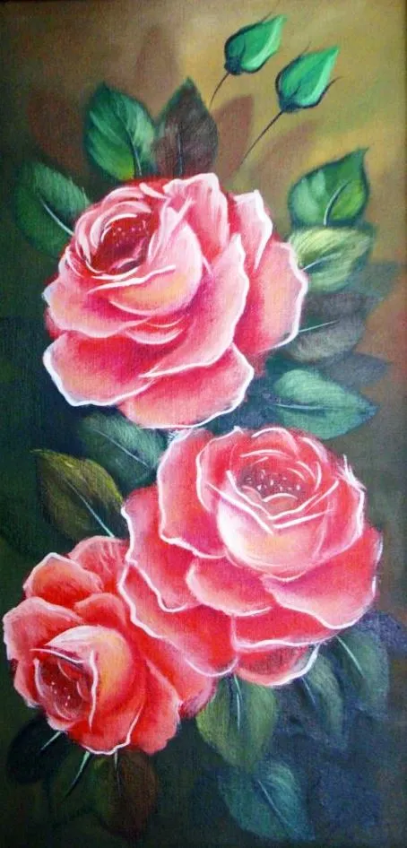 Cuadros de rosas pintadas al óleo | Bodegones y Paisajes Cuadros ...