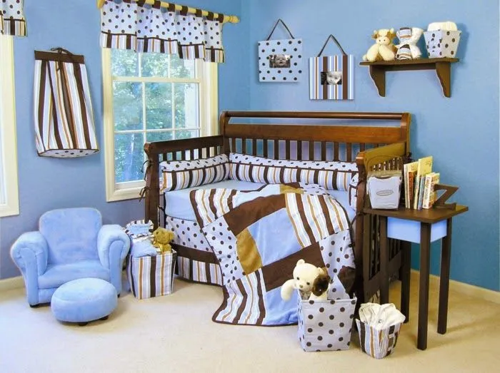 Cuartos de bebé en celeste y marrón - Dormitorios colores y estilos