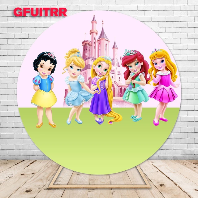 Cubierta de fondo redonda de princesa de Disney para bebé, decoración de fiesta de cumpleaños para Cubierta de fondo redonda de princesa de Disney para bebé, decoración de fiesta de cumpleaños para