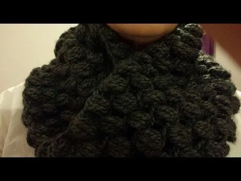Cuello circular a Crochet/ Punto Pouf (Subtitulado Español) - YouTube