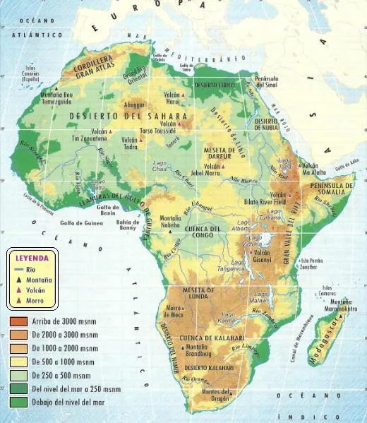 CULTURA MISCELANEAS IMAGENES DIBUJOS: DIBUJO DEL MAPA FISICO DE AFRICA