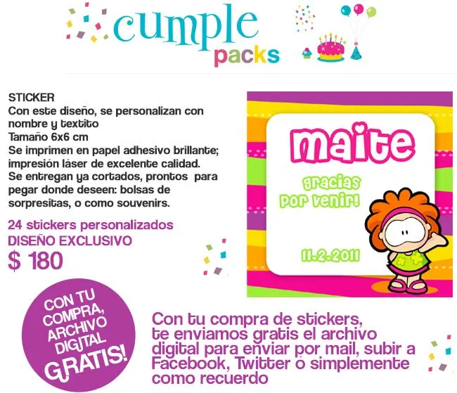 Stickers de cumpleaños gratis para FaceBook - Imagui