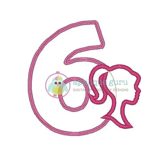 Seis cumpleaños Barbie siluetaCumpleaños apliques por AppliqueGuru Seis cumpleaños Barbie siluetaCumpleaños apliques por AppliqueGuru