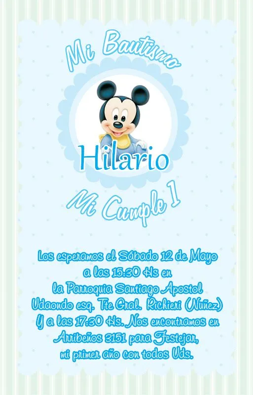 Cumpleaños y Baustimo de Hilario con Baby Mickey!