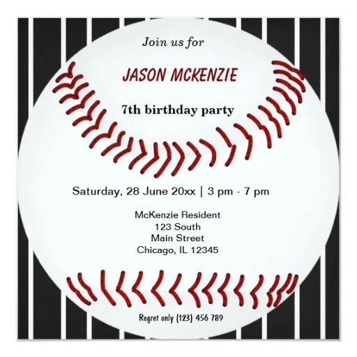 Cumpleaños del béisbol invitación 13,3 cm x 13,3cm | Zazzle