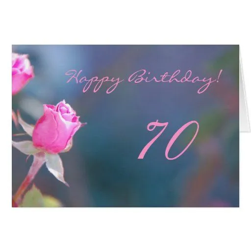 Cumpleaños color de rosa rosado 70 años de tarjeta de Zazzle.