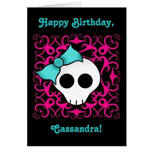 Cumpleaños gótico lindo del cráneo para el tween o tarjetas de Zazzle.